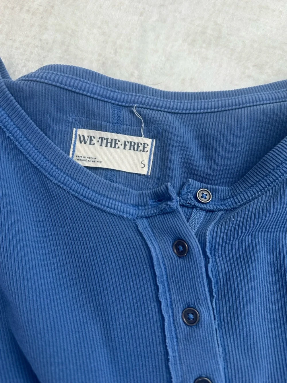 We The Free Long Sleeve Henley Top in Blue - Picture 2 of 4